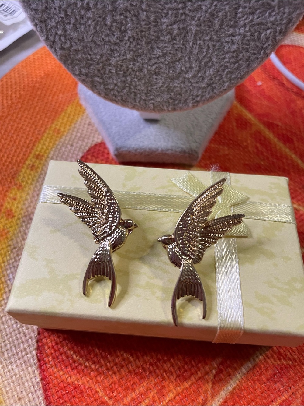Gold Bird Pair Earrings
